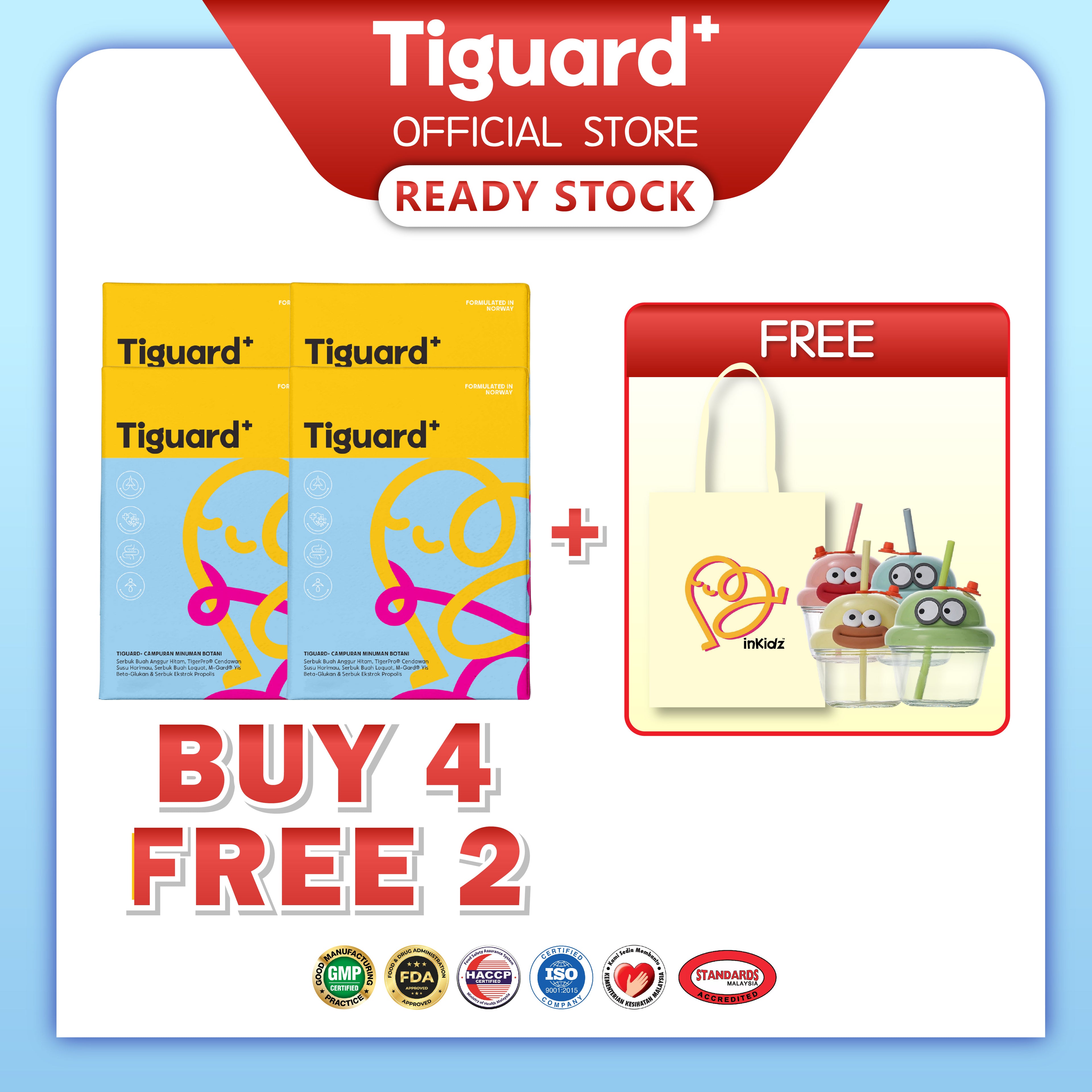 Tiguard+ BUY 4 FREE 2【RM568 - 4 Boxes +1 CANVAS Bag +1 DunDun Bottle】